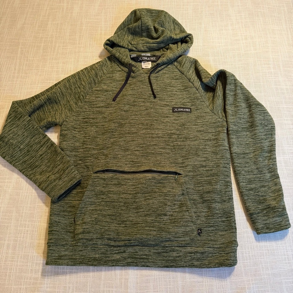 Coalatree Evolution Hoodie Mens Small Green Space Dye Recycled Coffee Polyester